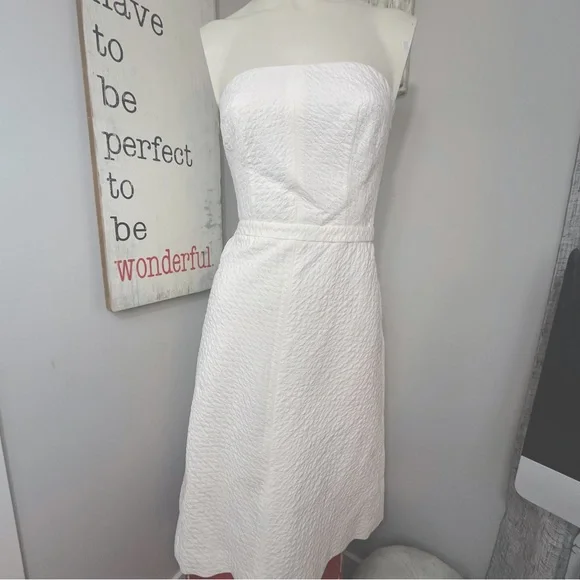 Piazza Sempione Italy Seersucker lined strapless cocktail dress - Picture 4 of 12